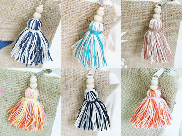 Wooden Bead Tassel Keychains 